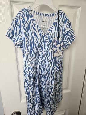 Target x Diane Von Furstenberg GiRLS Blue & White Zebra Print Wrap Dress